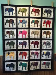 Elephants On Parade Quilt Blanket Lu88  Quilt and Home Decor