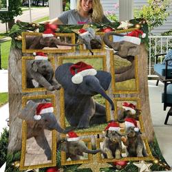 Elephants Quilt Blanket A127 and Home Decor