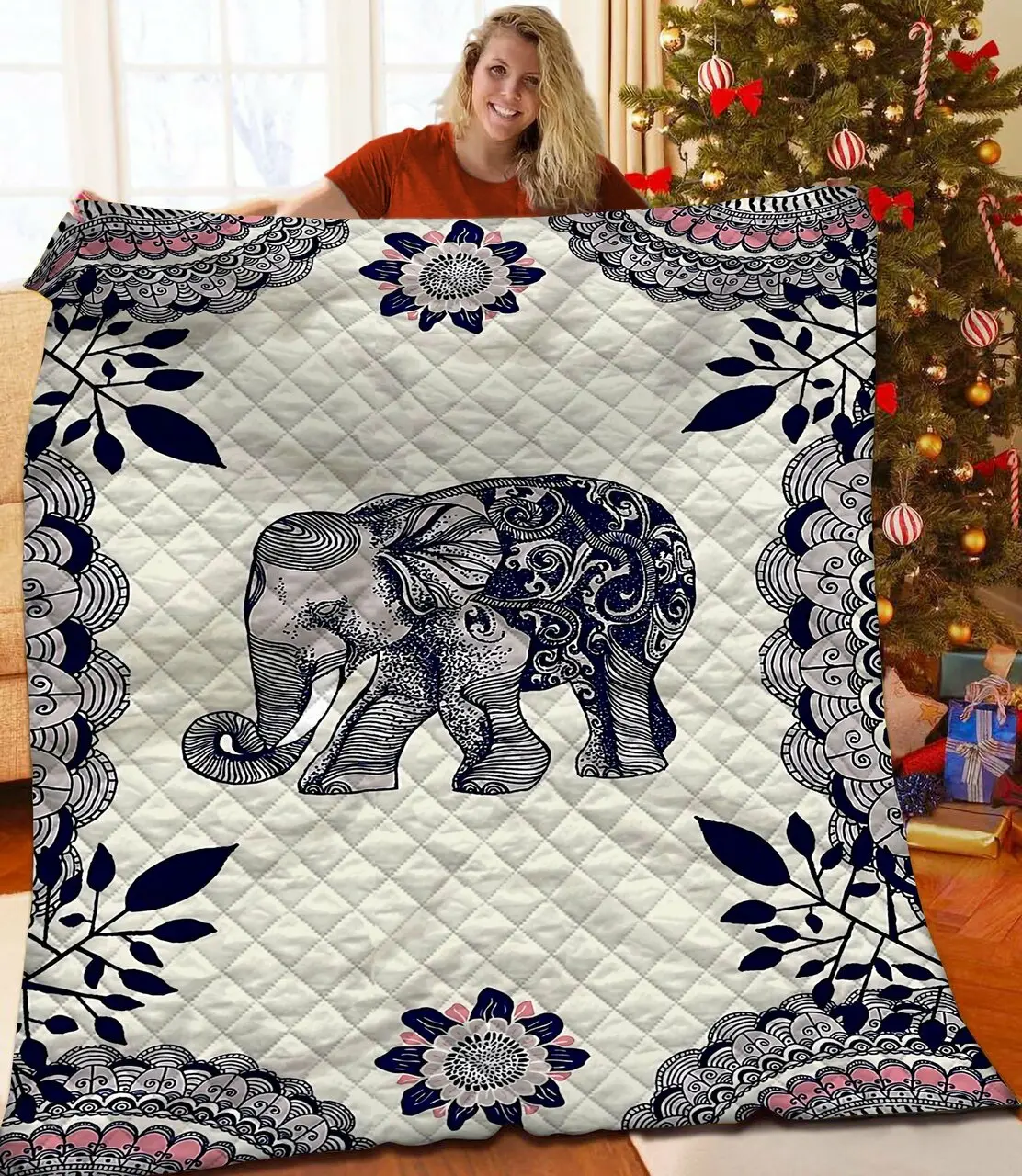 Elephants Quilt Kwr and Home Decor