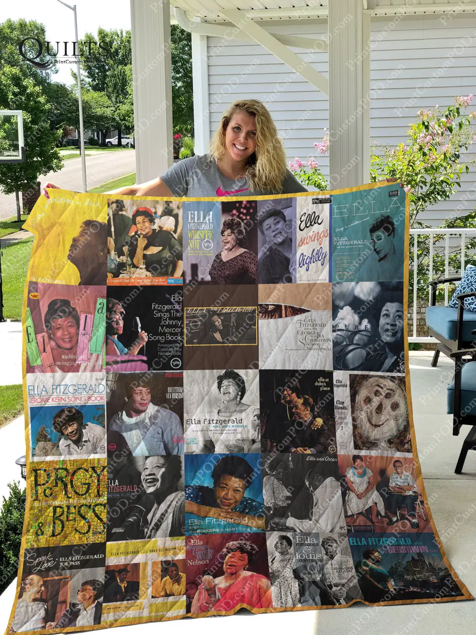 Ella Fitzgerald Albums Quilt Blanket For Fans Ver 25 and Home Decor