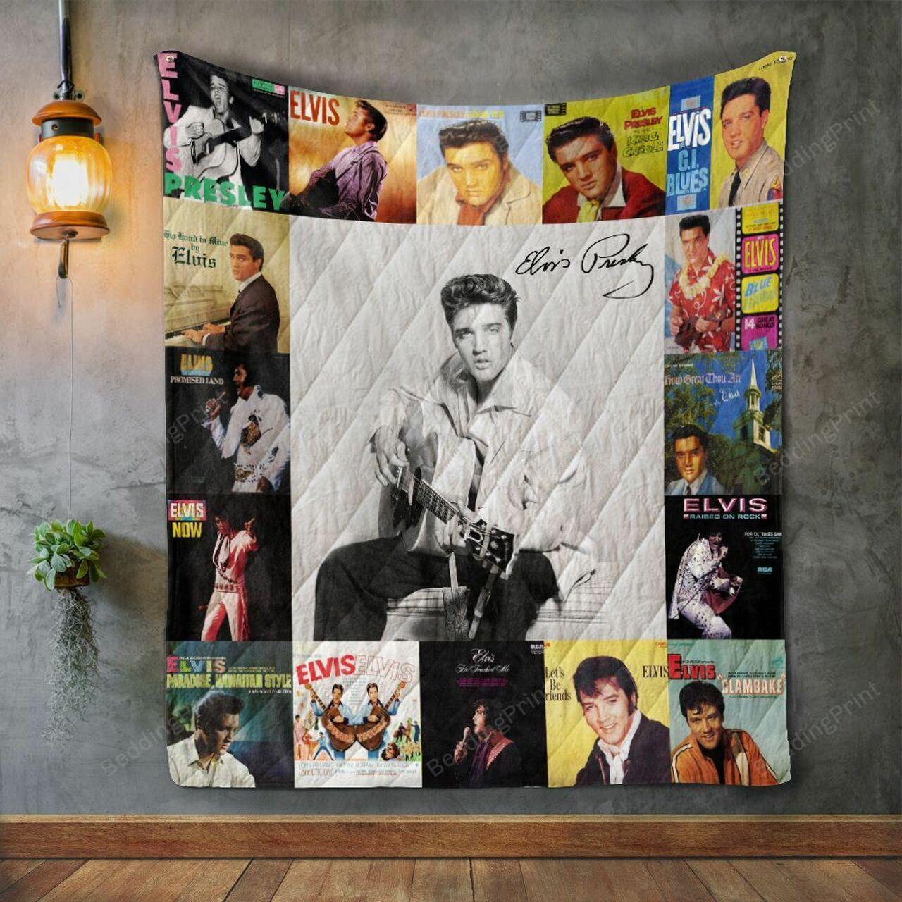 Elvis Presley 2 Album Covers Quilt Blanket and Home Decor