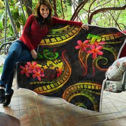 Emblem Tonga With Plumeria Polynesian Quilt and Home Decor