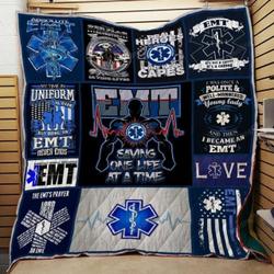 Emergency Medical Technician Saving One Life At A Time Quilt Blanket Great Customized Blanket Gifts For Birthday Christmas Thanksgiving and Home Decor