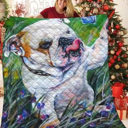 English Bulldog Quilt Kqn and Home Decor