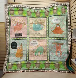 Enjoy The Momment Sloth Quilt Blanket  Quilt and Home Decor