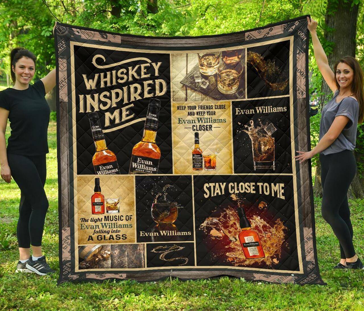 Evan William Whiskey Inspired Me Funny Gift Quilt and Home Decor