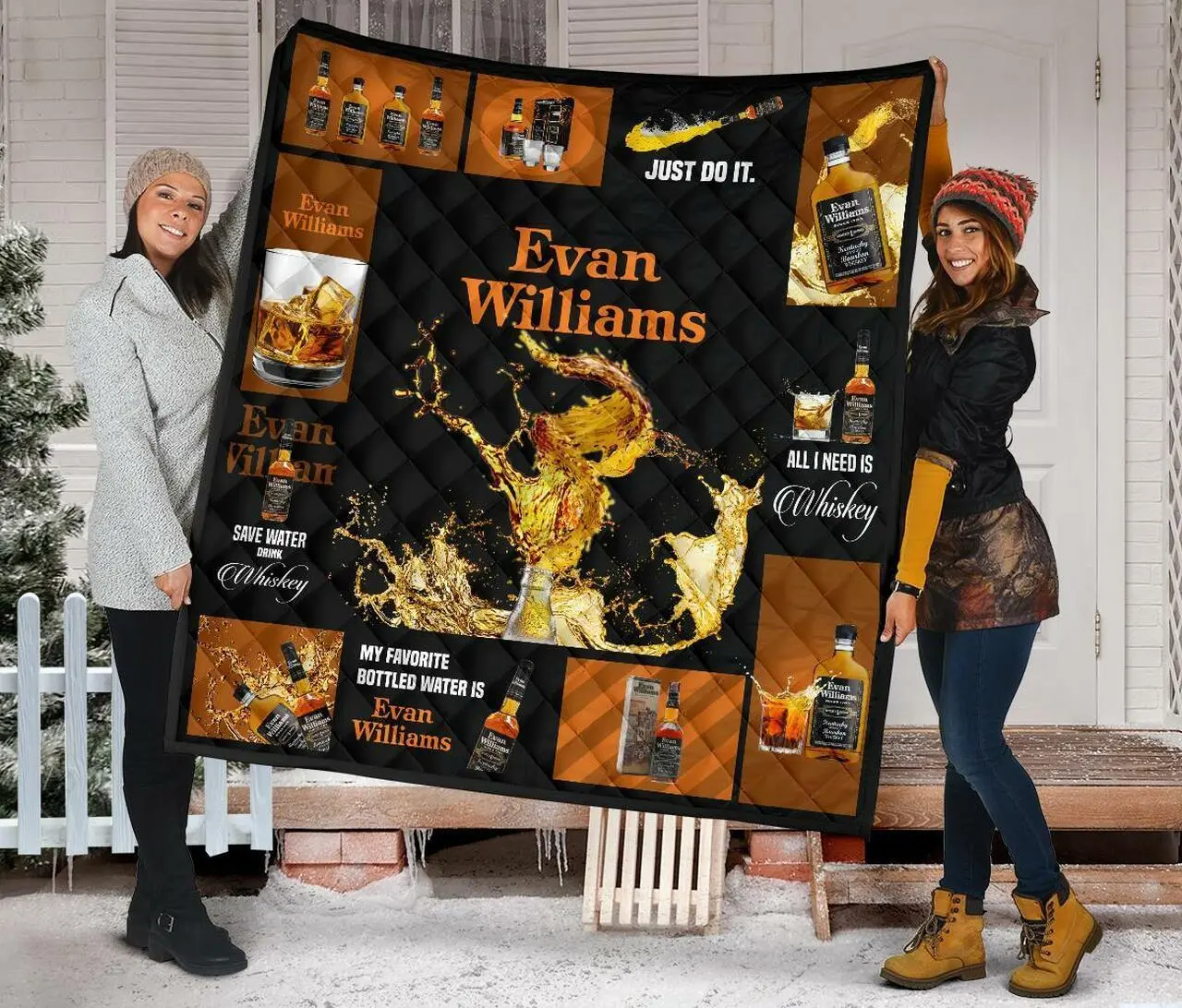 Evan Williams All I Need Is Whisky Gift Idea Quilt and Home Decor