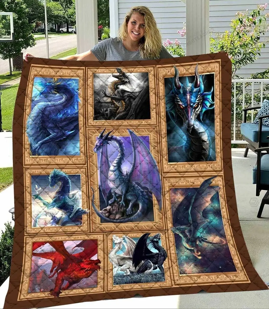 Evil Aligned Chromatic Dragons Quilt Blanket Great Customized Blanket Gifts For Birthday Christmas Thanksgiving and Home Decor