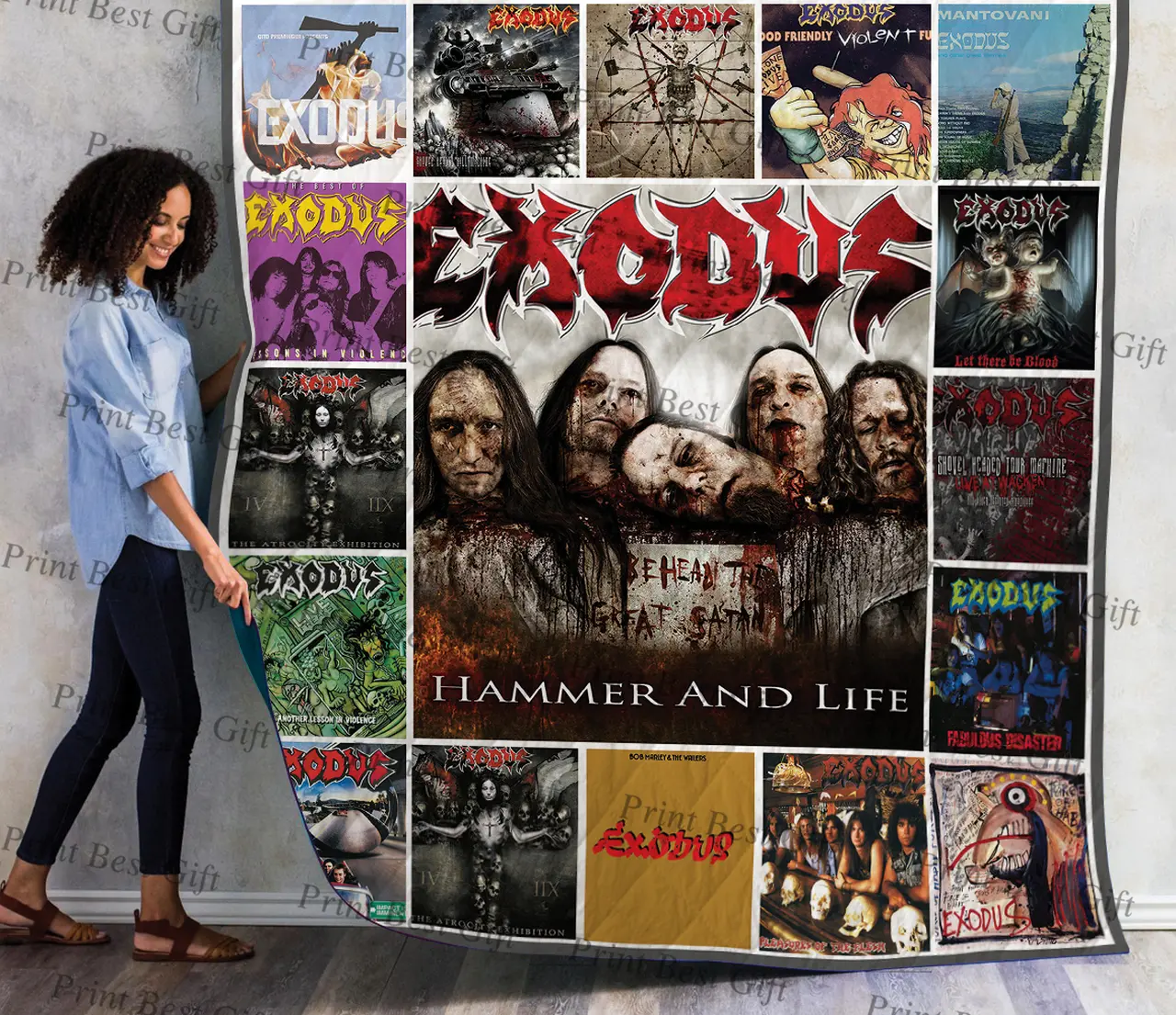 Exodus Albums Cover Poster Quilt and Home Decor