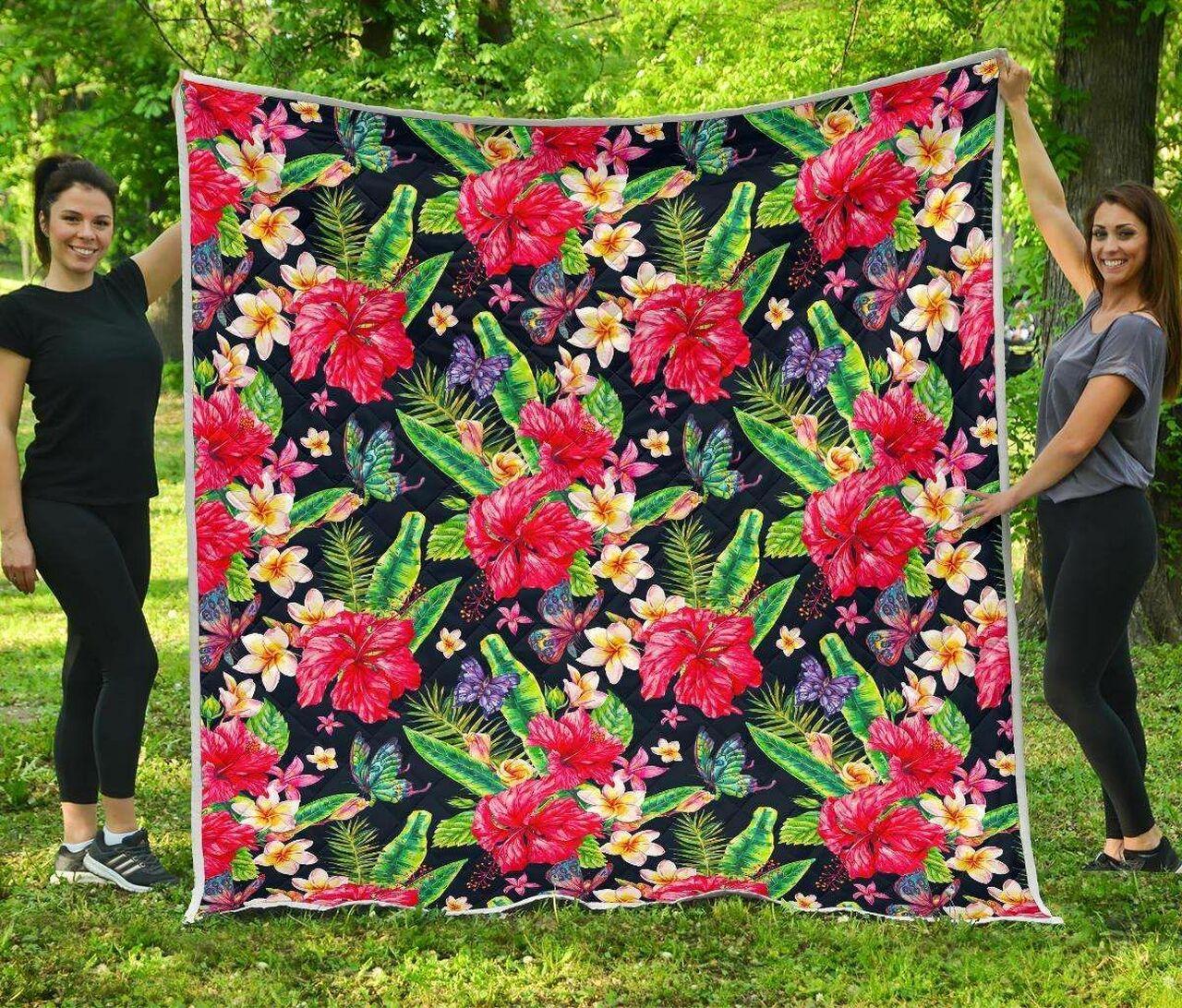 Exotic Hibiscus Flowers Cl17100274Mdq Quilt Blanket and Home Decor