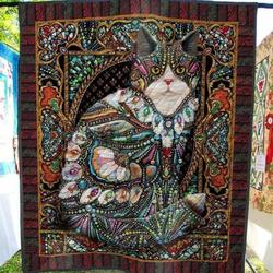 Fabric Cat Ah Quilt Derqun and Home Decor