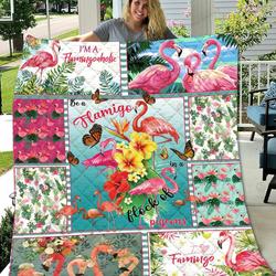 Fabulous Flamingo Bless Myself Quilt Blanket Great Customized Blanket Gifts For Birthday Christmas Thanksgiving and Home Decor