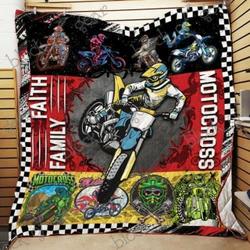 Faith Family Motocross Quilt Blanket Np97  Quilt and Home Decor