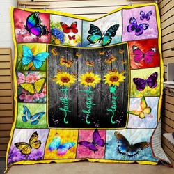 Faith Hope Love Butterfly Quilt Jvj and Home Decor