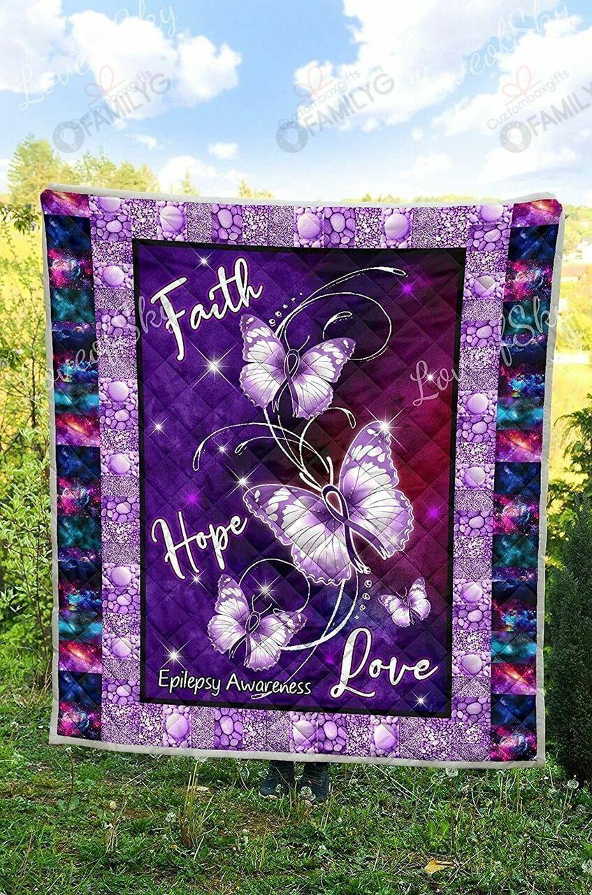 Faith Hope Love Purple Butterfly DD2509099CL Quilt Blanket and Home Decor