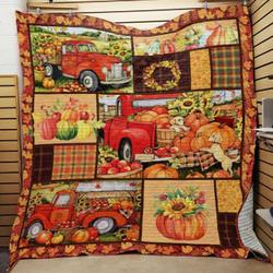 Fall Red Truck Quilt Blanket ABC07111437 and Home Decor