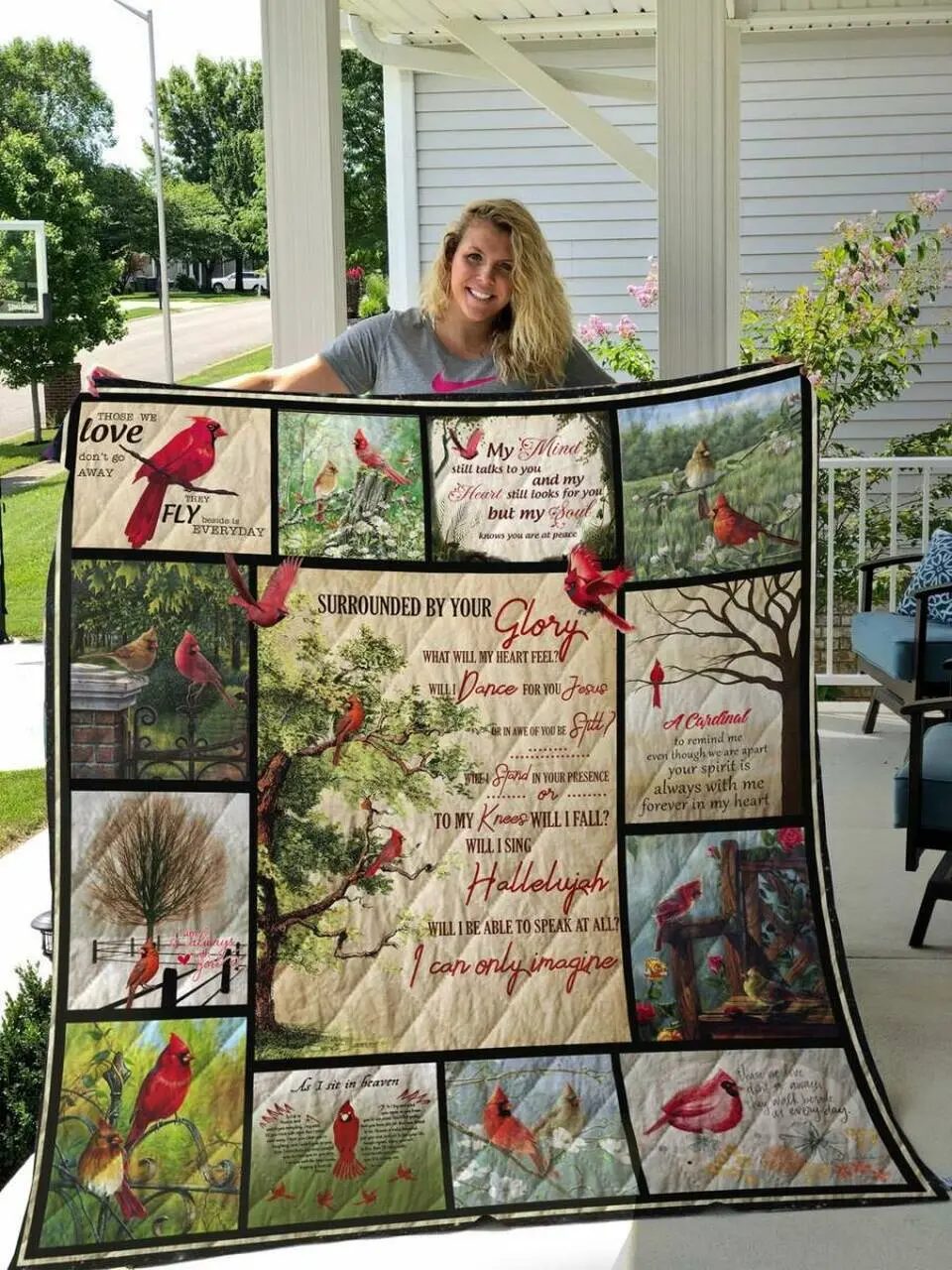 Family Cardinal Quilt Husband Quilt - Tgv and Home Decor