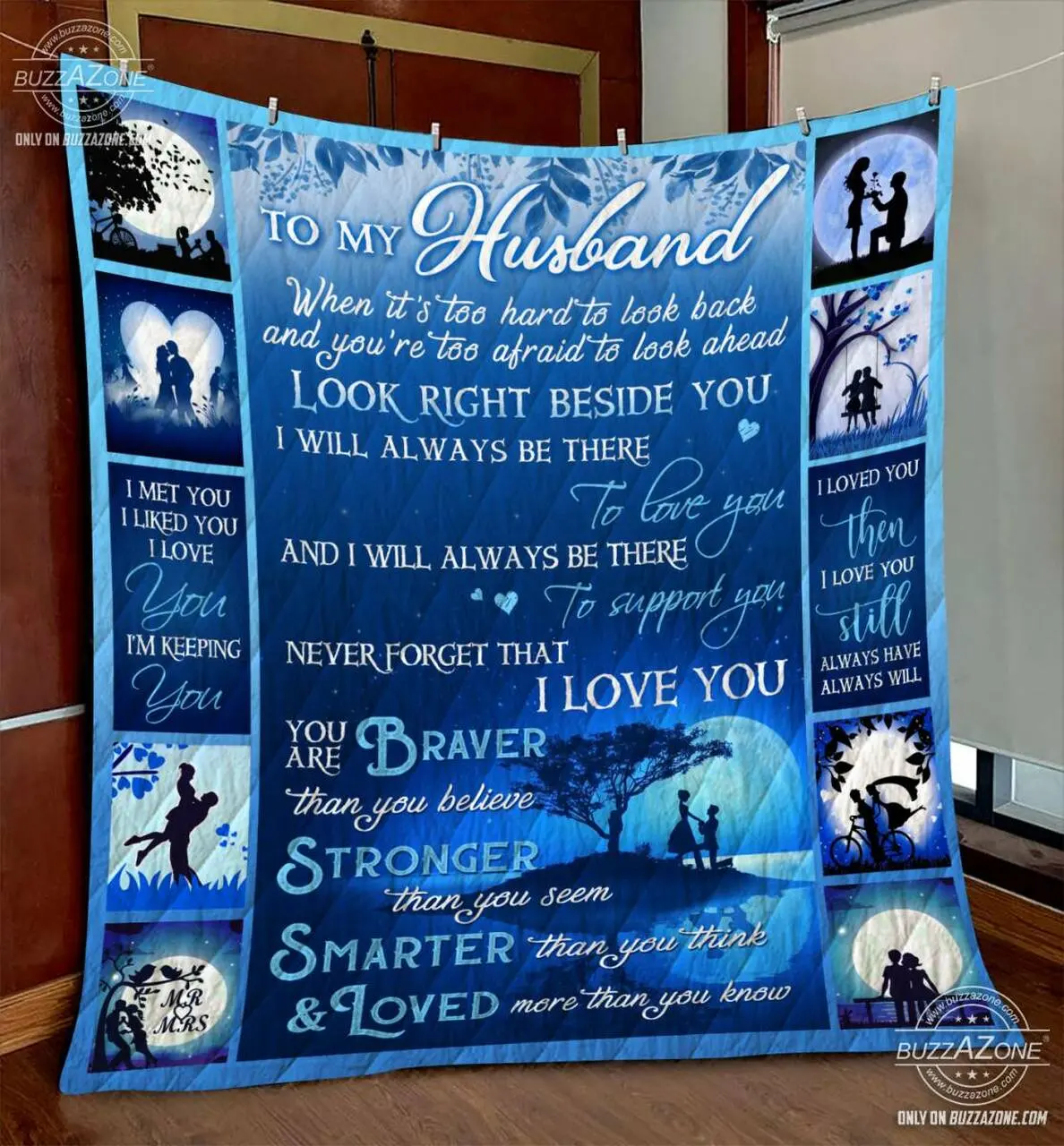 Family Husband Beside You Love You Support You Quilt Gg and Home Decor