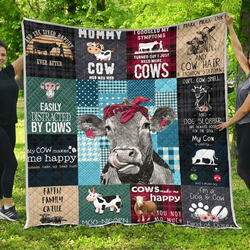 Farm Animal Cow Pattern Quilt Jkp and Home Decor