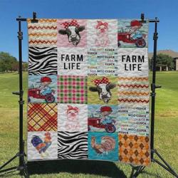 Farm Farm Life With Everything Is Simple Quilt Blanket Great Customized Blanket Gifts For Birthday Christmas Thanksgiving and Home Decor