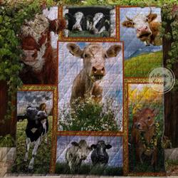 Farm Lovely Cows In The Field Blanket Th1707 Quilt and Home Decor