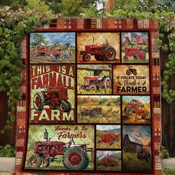 Farmer Red Tractor Quilt Fvk and Home Decor