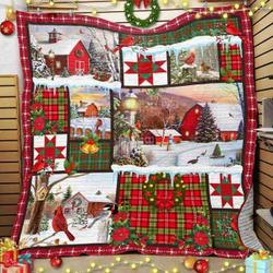 Farmhouse Christmas Quilt Blanket ABC07111925 and Home Decor
