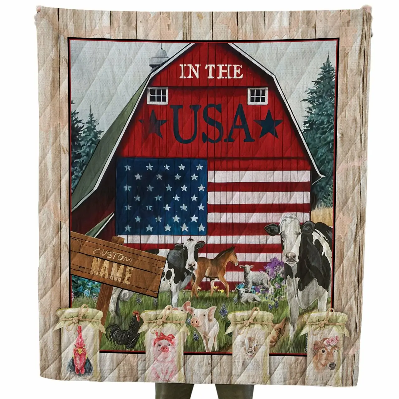 Farmhouse In The Usa Farming Custom Family Name Quilt For Farmers In Daily Life and Home Decor