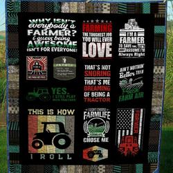 Farming The Toughest Job You Will Ever Love Quilt Blanket Great Customized Blanket Gifts For Birthday Christmas Thanksgiving and Home Decor