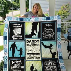 Father And Daughter Best Team There Is Quilt Blanket Great Customized Gifts For Birthday Christmas Thanksgiving Perfect Gifts For Family and Home Decor