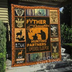Father And Daughter Hunting Quilt Blanket  Quilt and Home Decor