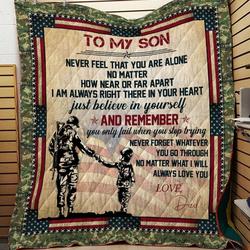 Father Soldier And Son America Quilt and Home Decor