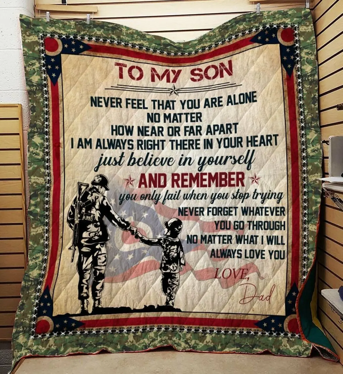 Father Soldier And Son Ohio Quilt and Home Decor