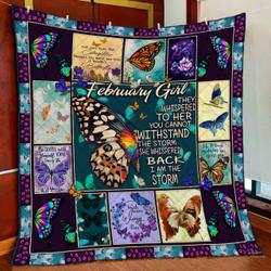 February Girl Butterfly Quilt Blanket and Home Decor