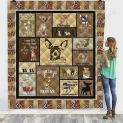 Feel Safe At Night Sleep With A Chihuahua Quilt Blanket Great Customized Blanket Gifts For Birthday Christmas Thanksgiving and Home Decor