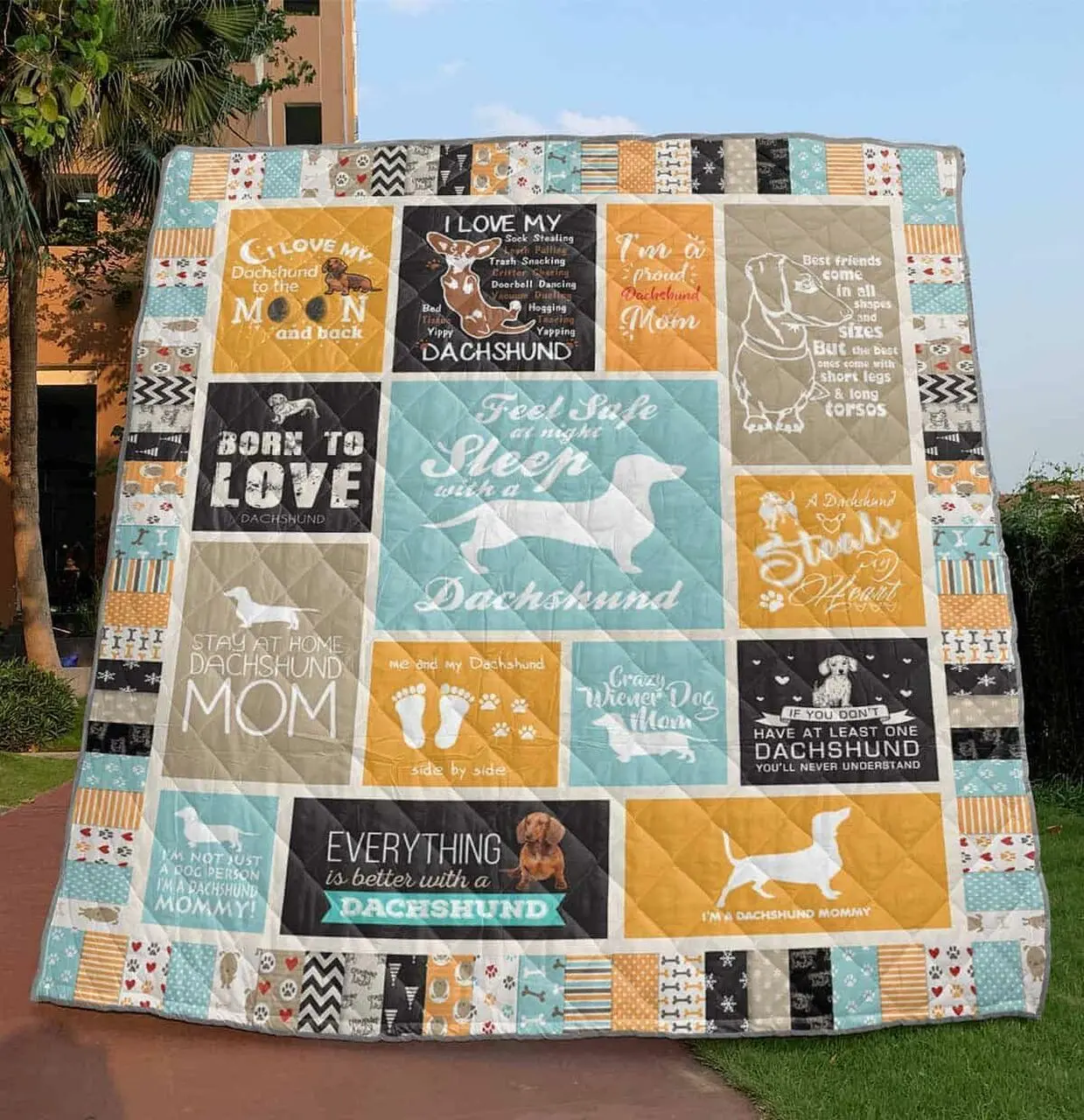 Feel Safe At Night Sleep With A Dachshund Quilt Blanket Great Customized Blanket Gifts For Birthday Christmas Thanksgiving and Home Decor