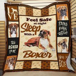 Feel Safe At Night With A Boxer Quilt Blanket Great Customized Blanket Gifts For Birthday Christmas Thanksgiving and Home Decor