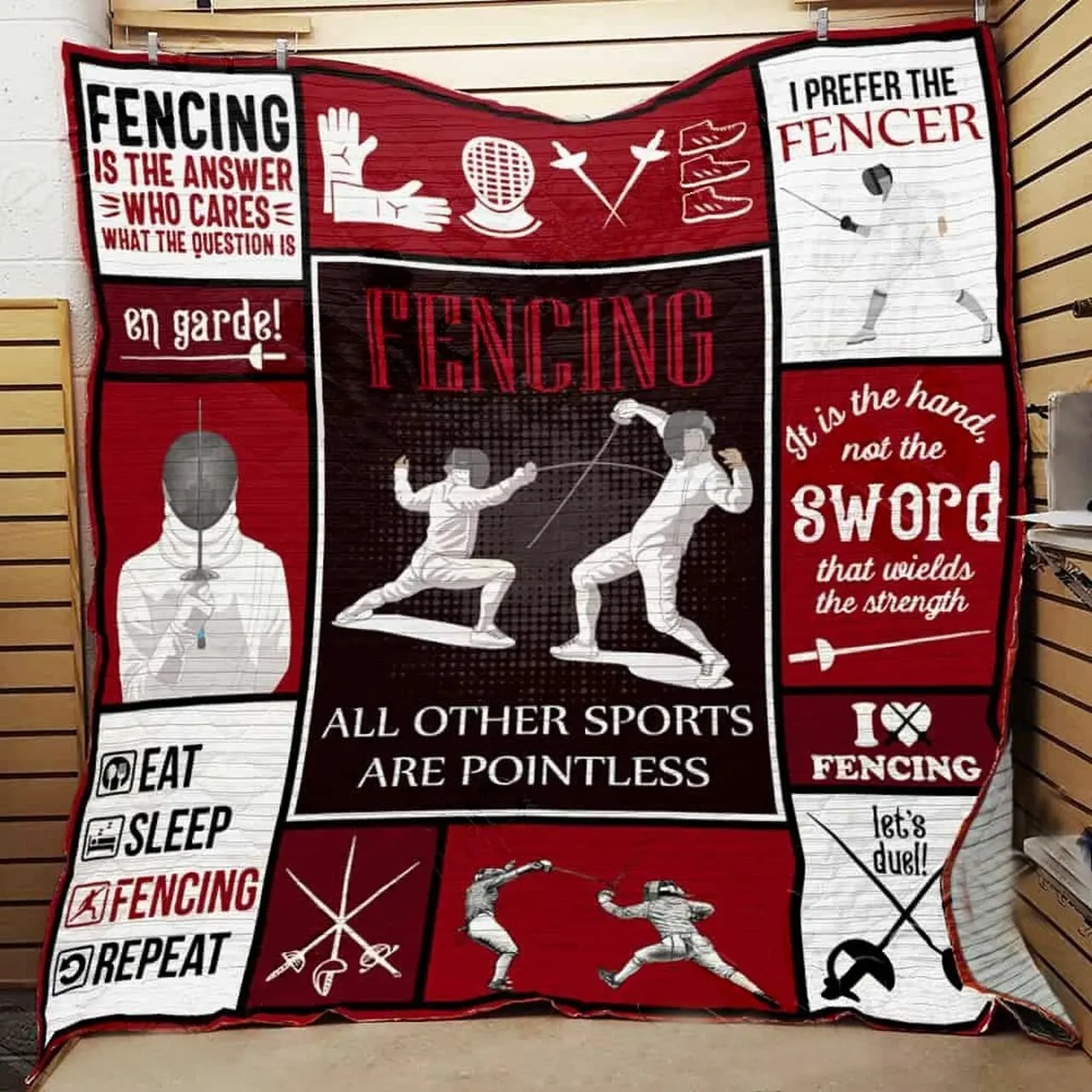 Fencing All Others Sports Are Pointless Quilt Blanket Great Customized Blanket Gifts For Birthday Christmas Thanksgiving and Home Decor