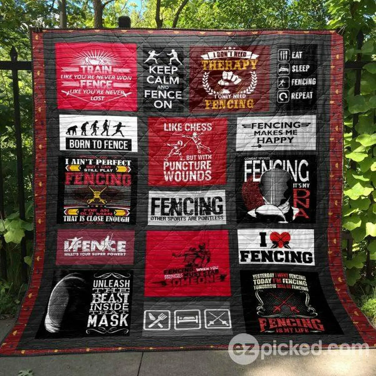 Fencing Is My Life Quilt Blanket Hn57 Quilt and Home Decor