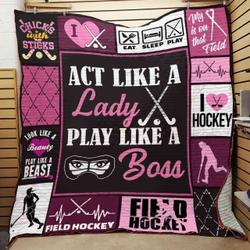 Field Hockey Cla06120512Q Quilt Blanket and Home Decor