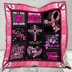 Fighting With Faith Fight For The Girls Quilt Blanket Great Customized Blanket Gifts For Birthday Christmas Thanksgiving and Home Decor