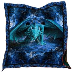 Fire Blue Dragon Washable Quilt 0201-02 and Home Decor