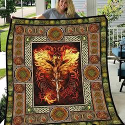 Fire Breathing Dragon Quilt Blanket Great Customized Blanket Gifts For Birthday Christmas Thanksgiving and Home Decor