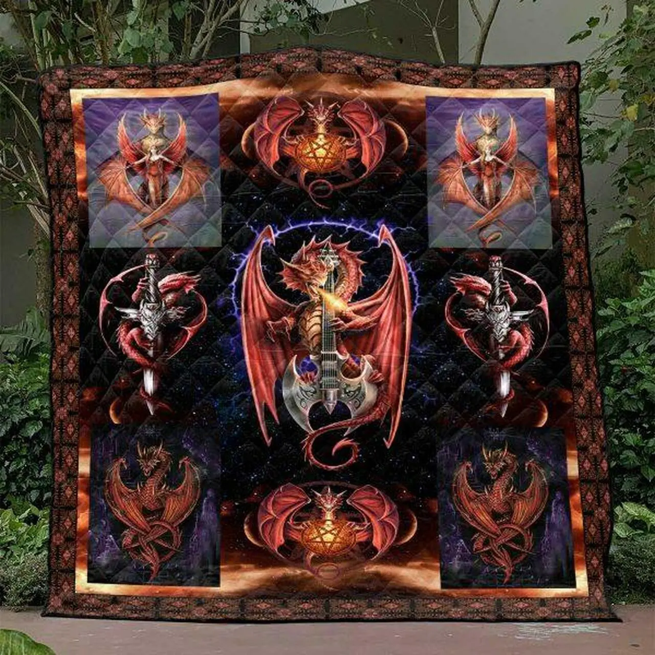 Fire Dragon Quilt Blanket Yld9 Quilt and Home Decor