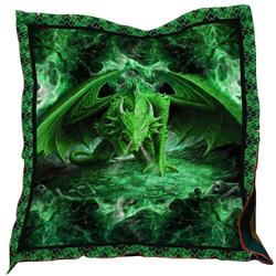 Fire Green Dragon Washable Quilt 0201-02 Kh and Home Decor