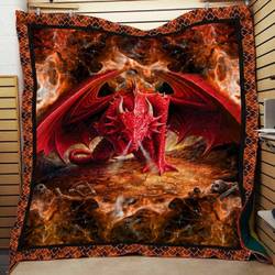 Fire Red Dragon Washable Quilt Ytd and Home Decor