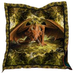 Fire Yellow Dragon Washable Quilt 0201-02 and Home Decor