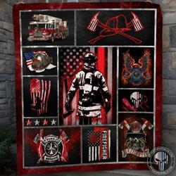 Firefighter Art Images Frames Blanket  Quilt and Home Decor