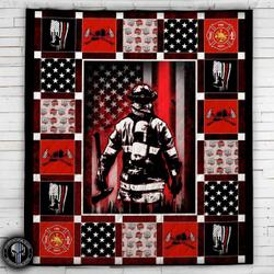 Firefighter Bunker Gear And Firefighter Things Blanket  Quilt and Home Decor