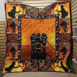 Firefighter Catches On Fire Quilt Blanket Great Customized Blanket Gifts For Birthday Christmas Thanksgiving and Home Decor